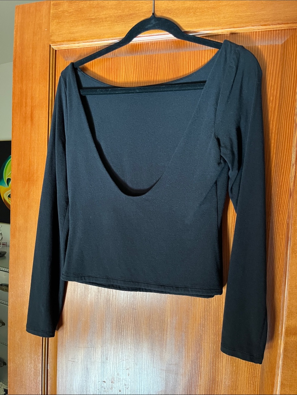 Banana Republic Black Open Back Long Sleeve Top